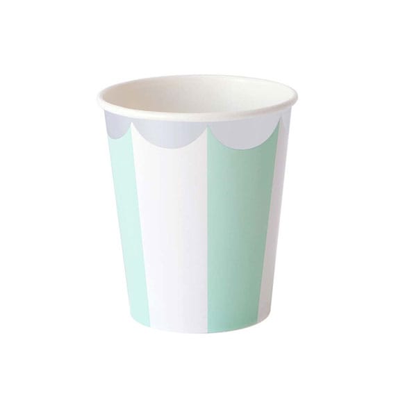 Mint and White Stripes with Silver Edges Cups