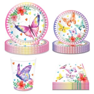 Pastel Butterfly Designed Party Tableware Set