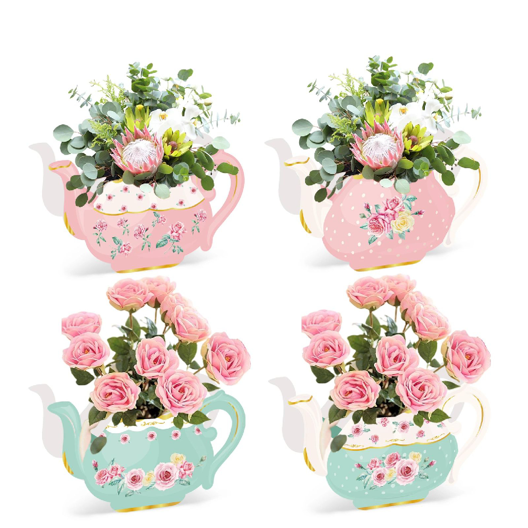 Pink & Blue Floral Tea Party Centerpieces