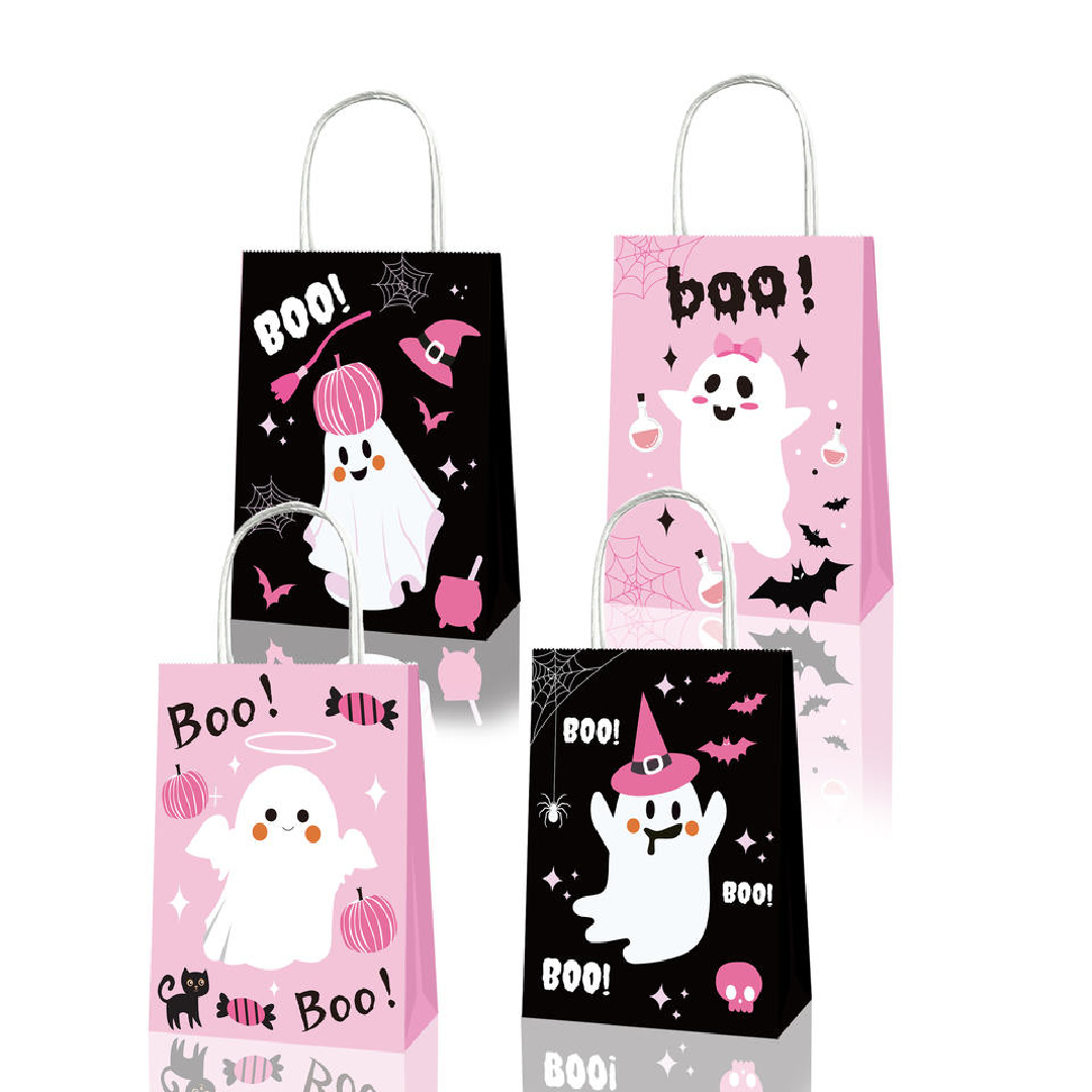 Pink and Black BOO Halloween Paper Gift Bags