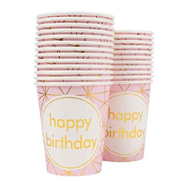 Pink and Gold Happy Birthday Tableware Set - Image 3