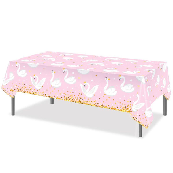 Pink and Gold Swan Designed Tablecover