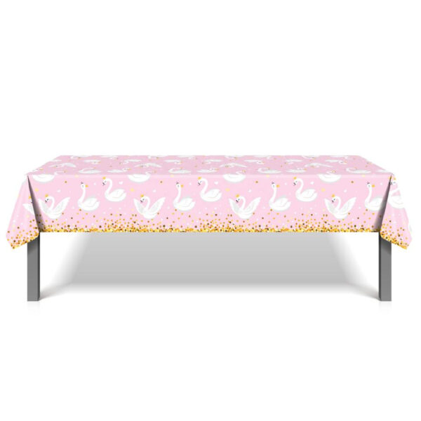 Pink and Gold Swan Designed Tablecover - Image 3