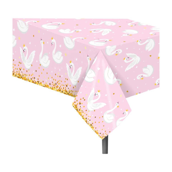 Pink and Gold Swan Designed Tablecover - Image 2