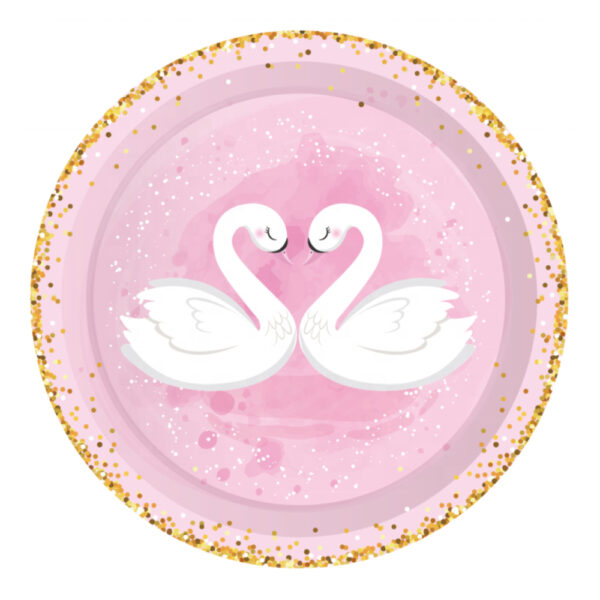 Pink and Gold Swan Designed Tableware Set - Image 4