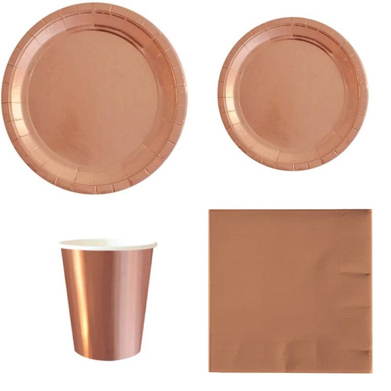 Plain Colored Party Tableware Set Bleu Ciel- SERVES 8