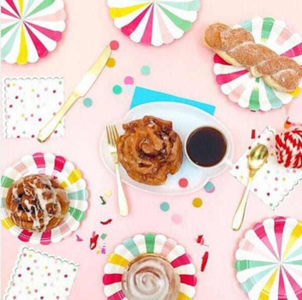Candy Colorful Striped Round Disposable Paper Plates- Big - Image 2