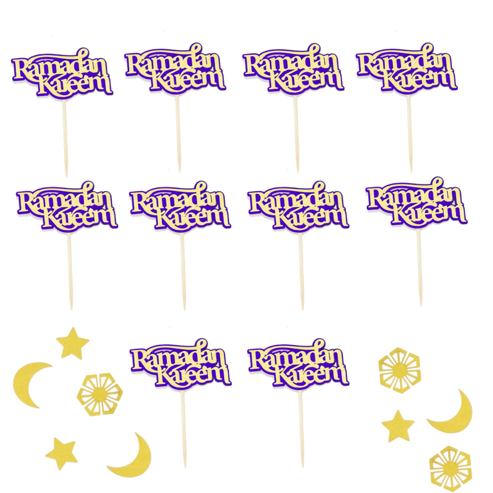 Purple Gold Ramadan Kareem Cupcake Toppers