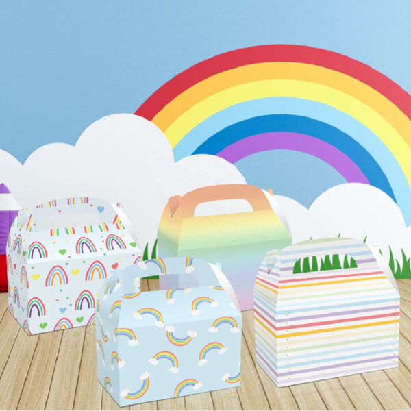 Rainbow and Clouds themed Portable Kraft Paper Gift Box - Image 6
