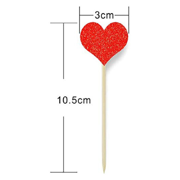 Red Hearts Cupcake Toppers - Image 2
