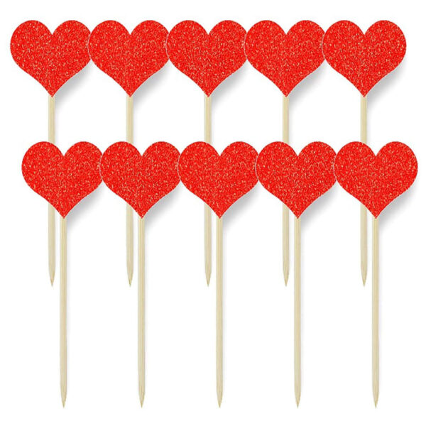 Red Hearts Cupcake Toppers