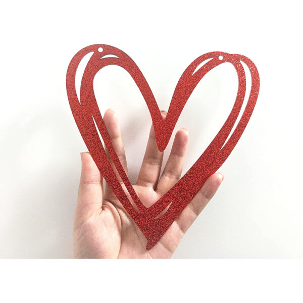 Red and Pink Glittering Hanging Heart Garland - Image 3