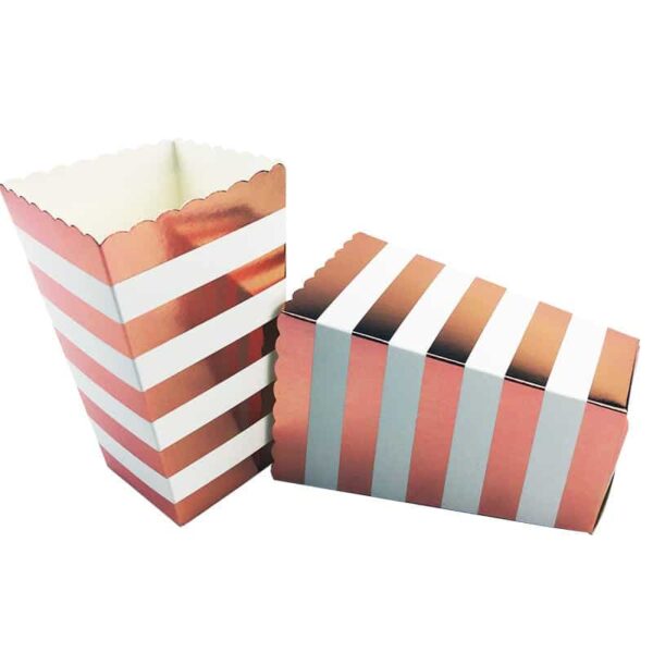 Rose Gold Horizontal Striped Popcorn boxes
