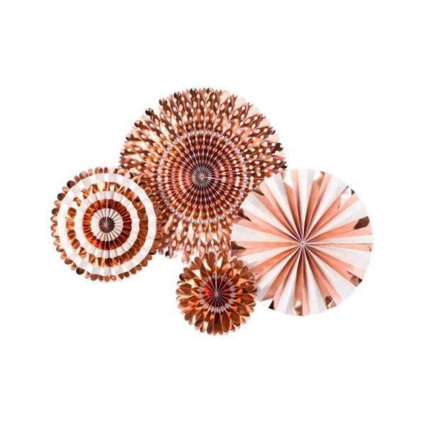 Rose Gold Metallic Paper Fans Set of 4