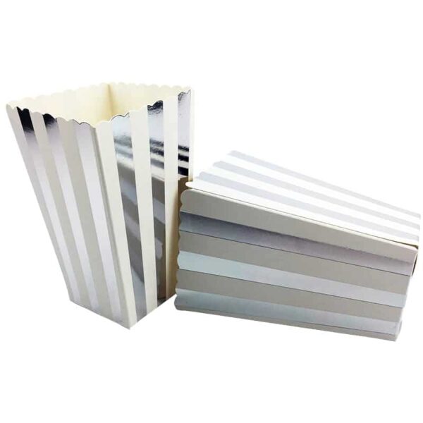 Silver Vertical Striped Popcorn boxes
