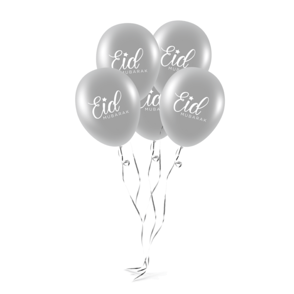 Silver Eid Mubarak Balloon Pack of 10 - Image 2