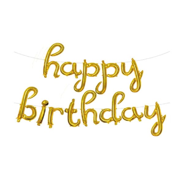 Script Happy Birthday Foil Balloon Banner
