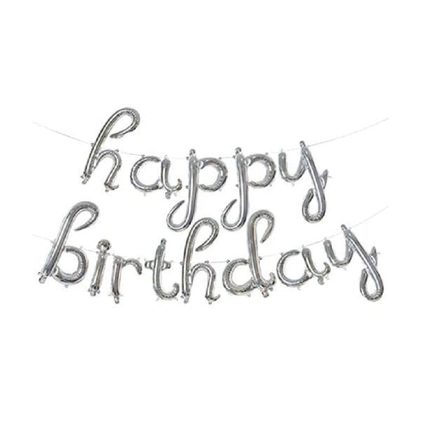 Script Happy Birthday Foil Balloon Banner - Image 4