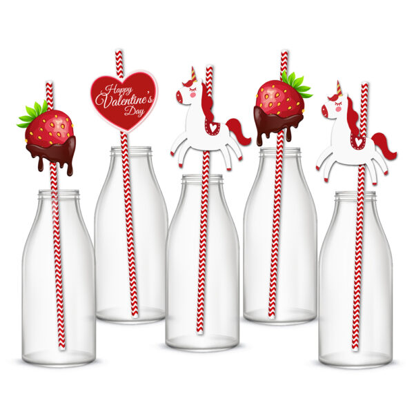 Valentine's Day themed Party Straws Pack of 36 - Image 2