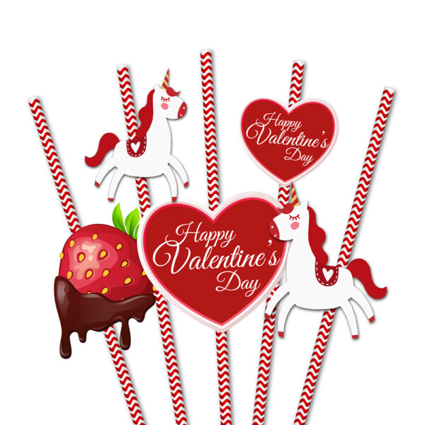 Valentine's Day themed Party Straws Pack of 36