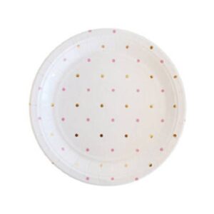 White and Rose Gold Polka dots Round Plates  Big