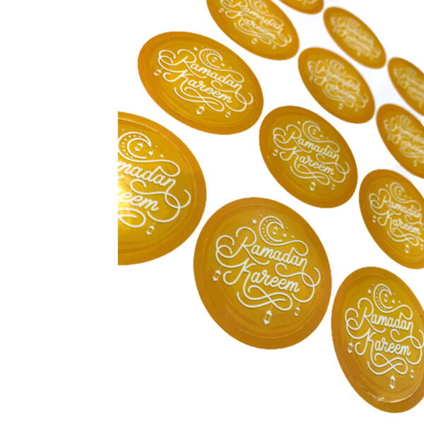 Yellow Printed Ramadan Kareem Stickers Pack of 12 - Image 3