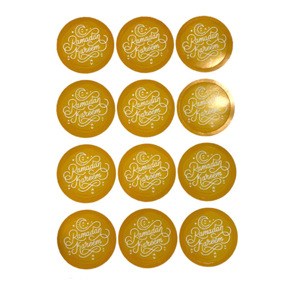 Yellow Printed Ramadan Kareem Stickers Pack of 12