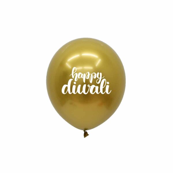 Happy Diwali Printed Chrome Balloon pack - Gold