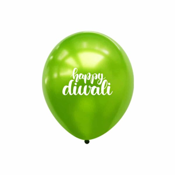 Happy Diwali Printed Chrome Balloon pack - Green