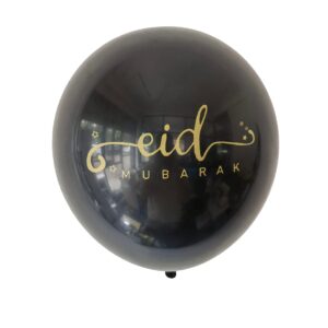 Eid Mubarak printed Latex balloon pack of 10 Black