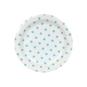 White with Blue Polka Dots Paper Plates