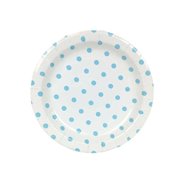 White with Blue Polka Dots Paper Plates