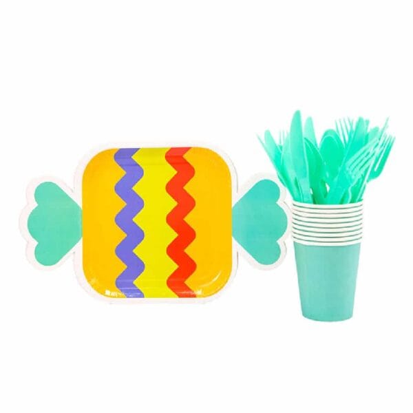 Colorful candy party tableware set - Image 2