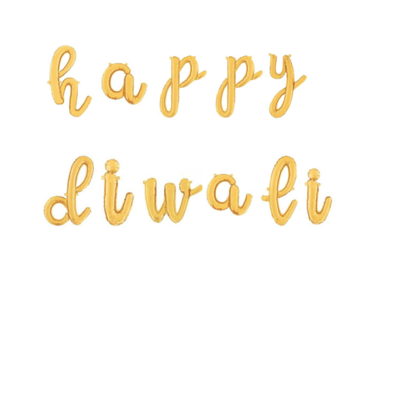 Happy Diwali Gold Script Foil Balloon Banner - Image 2