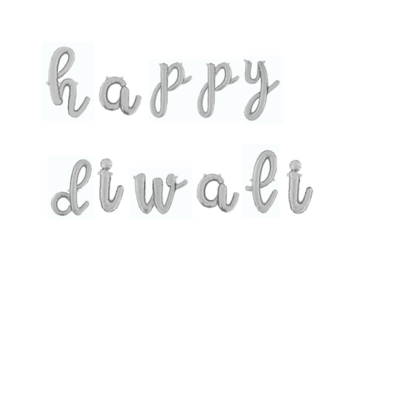 Happy Diwali Silver Script Foil Balloon Banner - Image 2