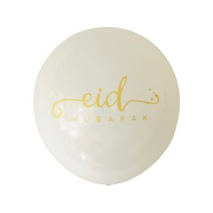 Eid Mubarak printed Latex balloon pack of 10 White