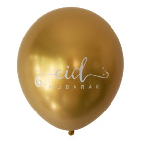 Eid Mubarak printed Latex balloon pack of 10 Chrome Gold