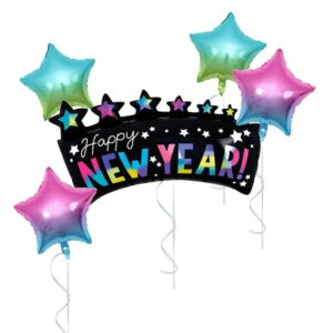 Happy New Year Gradient Foil Balloon Set