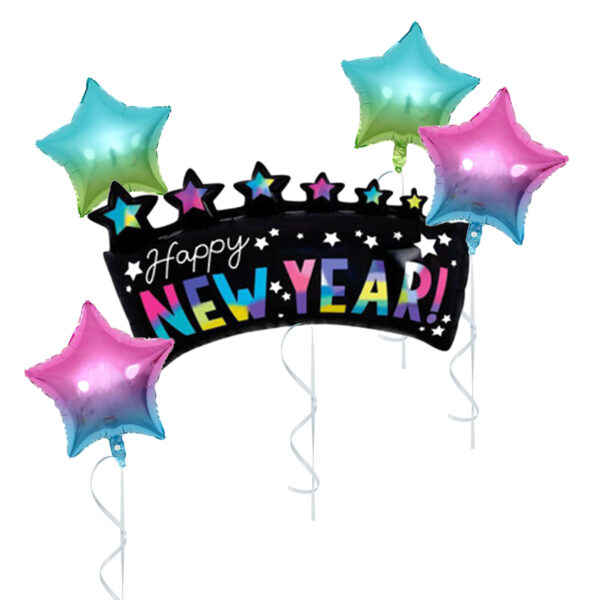 Happy New Year Gradient Foil Balloon Set