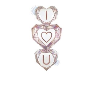 I Love You Sparkling Heart Tiered Foil Balloon