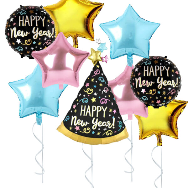 Happy New Year Hat Foil Balloon Set