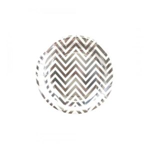 Silver Chevron Round Plates - Small