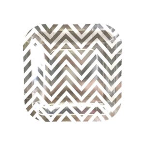 Silver Chevron Square Plates