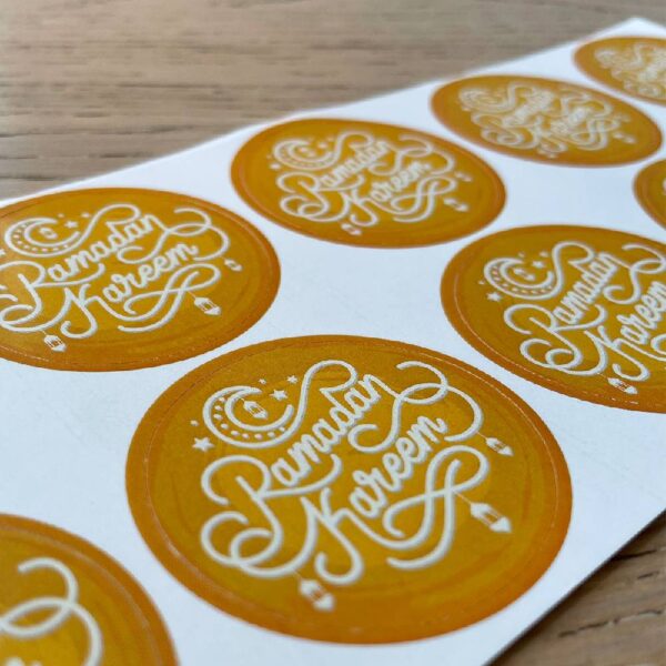Yellow Printed Ramadan Kareem Stickers Pack of 12 - Image 4