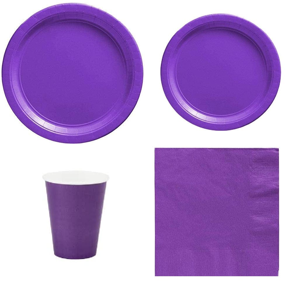 Plain Colored Party Tableware Set Bleu Ciel- SERVES 8