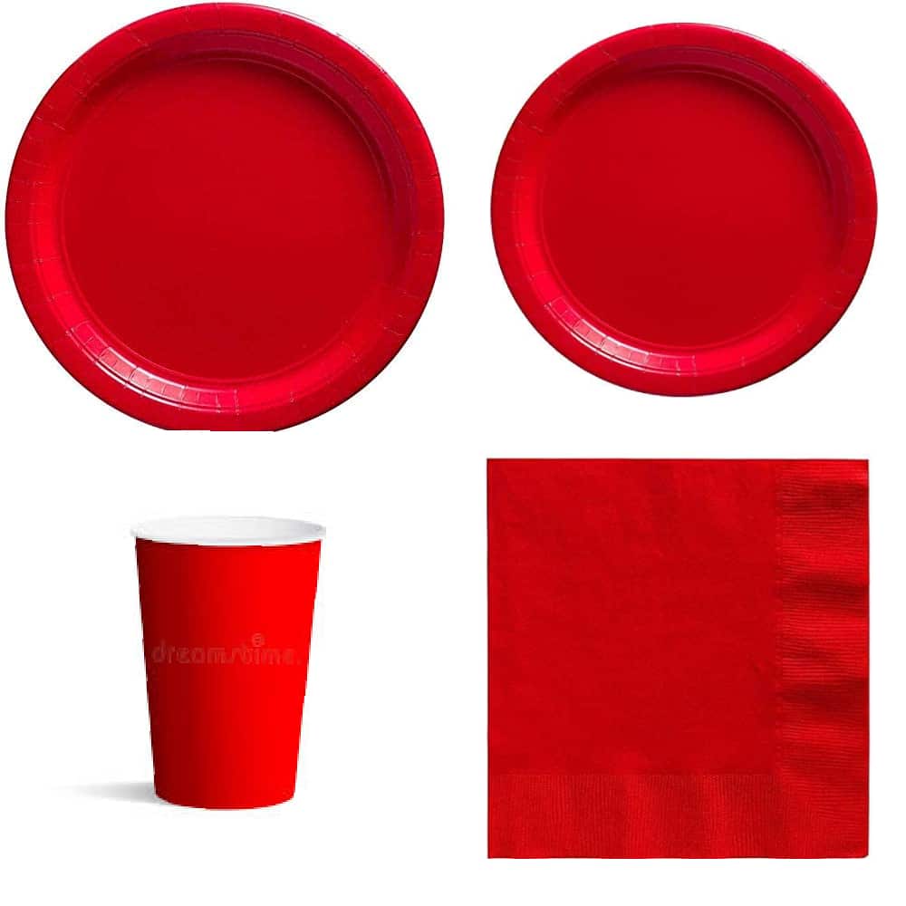 Plain Colored Party Tableware Set Bleu Ciel- SERVES 8