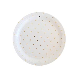White and Gold Polka dots Round Plates Big