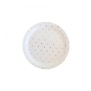 White and Gold Polka dots Round Plates Small