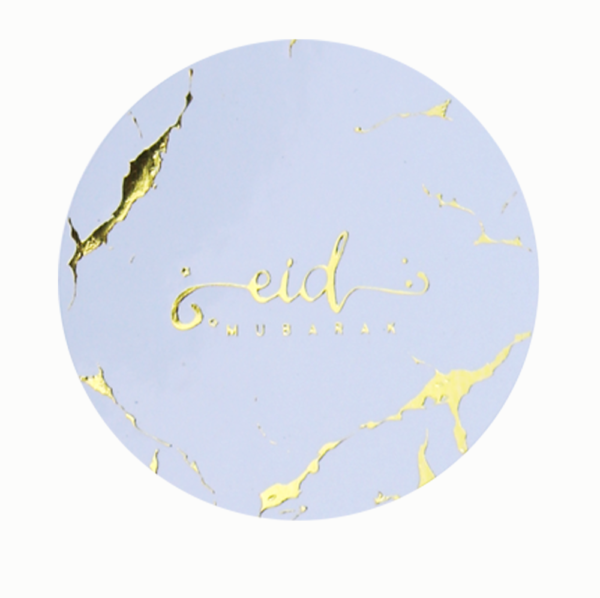 Eid Mubarak Marble Stickers Pack of 10 White