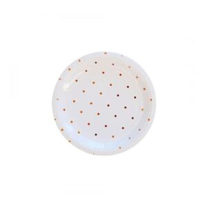 White and Rose Gold Polka dots Round Plates small